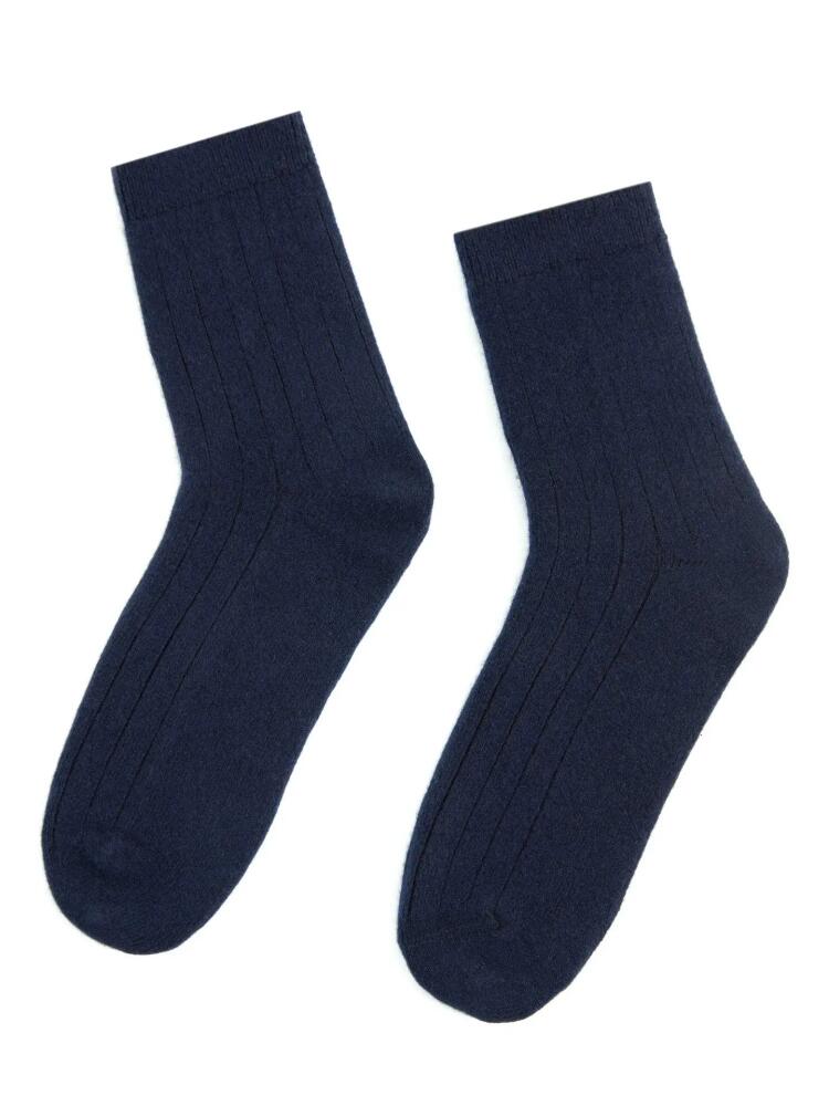 Gobi Cashmere Trim Knit Bed Socks in Navy Cover