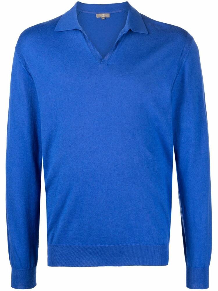 N.Peal V-neck polo jumper - Blue Cover