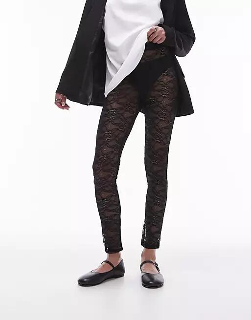 Topshop lace leggings in black Cover