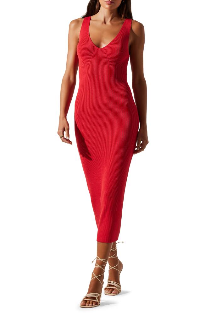 ASTR the Label Gracen Sleeveless Cutout Sweater Dress in Red Cover