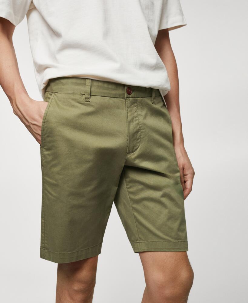 Mango Men's Chino Bermuda Shorts - Khaki Cover