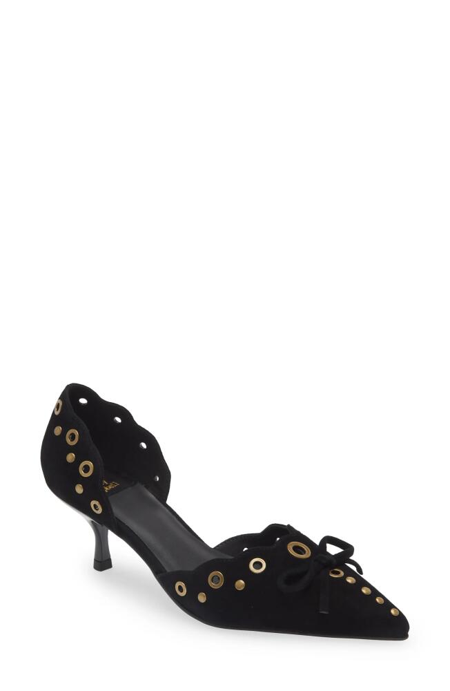 Jeffrey Campbell Gratified Kitten Heel d'Orsay Pump in Black Suede Bronze Cover