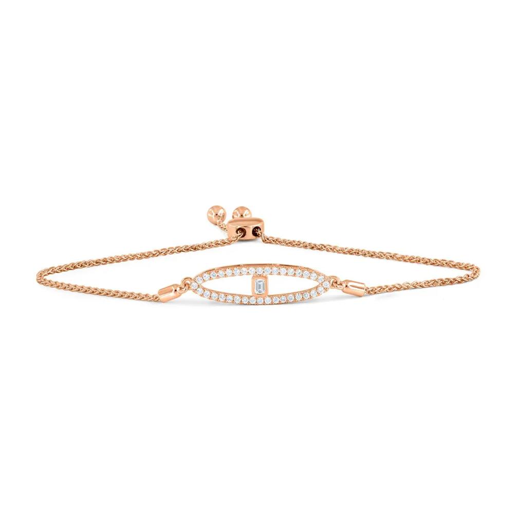 LuvMyJewelry Marquise Bolo Adjustable Diamond Bracelet in 14K Gold in 14K Rose Gold Cover