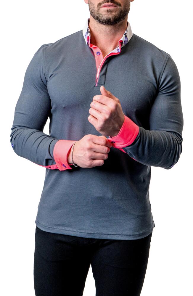 Maceoo Newton Pinkcuff Grey Long Sleeve Polo Cover