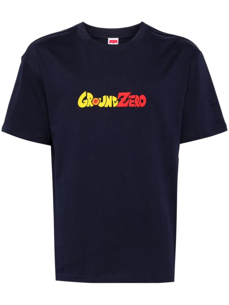 Ground Zero logo-print cotton T-shirt - Blue Cover