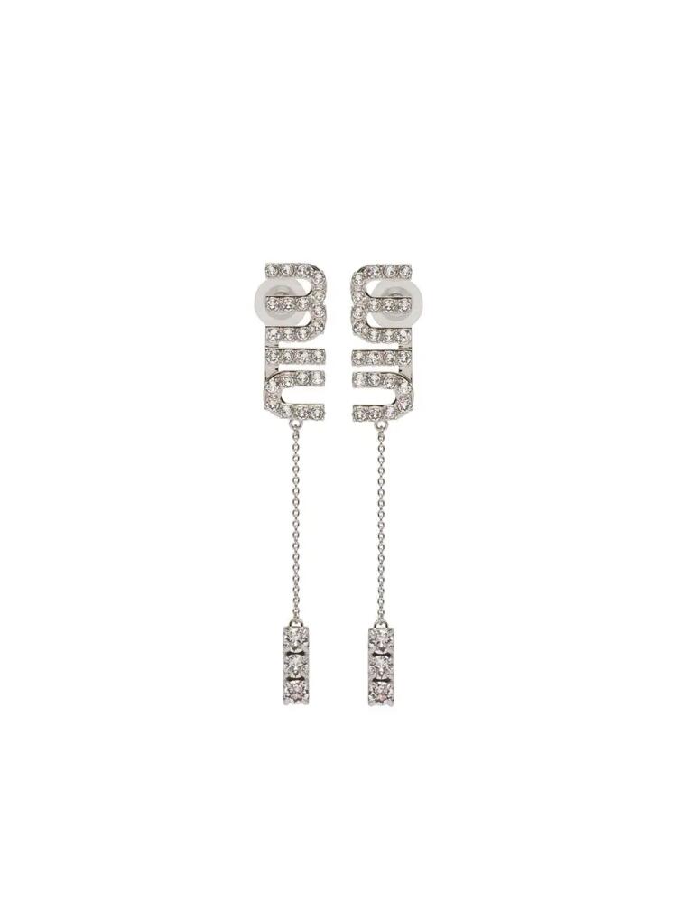 Miu Miu crystal-embellished pendant earrings - Neutrals Cover