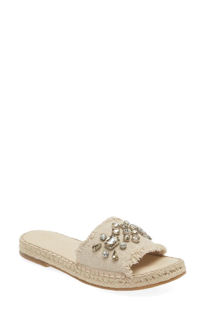 Chocolat Blu Ellis Crystal Slide Sandal in Natural Linen Cover