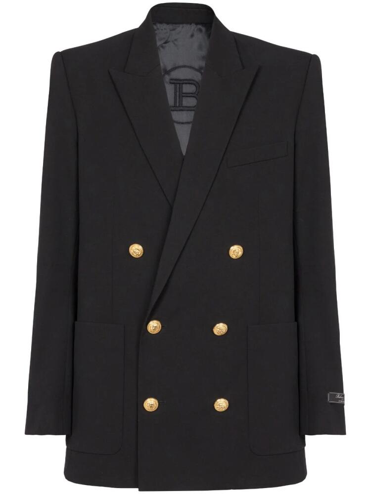 Balmain logo-patch double-breasted blazer - Black Cover