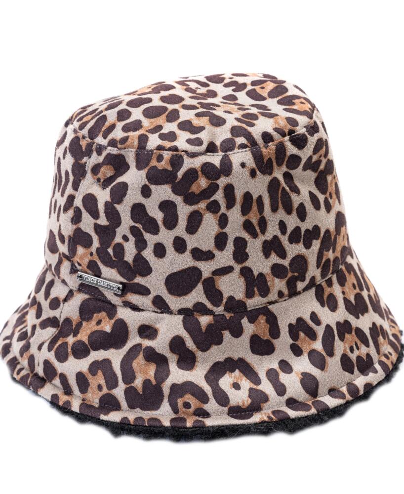 Vince Camuto Reversible Faux Suede and Leopard Printed Bucket Hat - Gray Cover