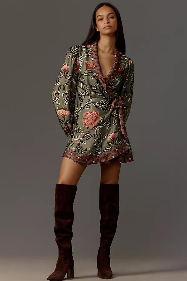 Farm Rio Arabesque Long-Sleeve Wrap Mini Dress Cover