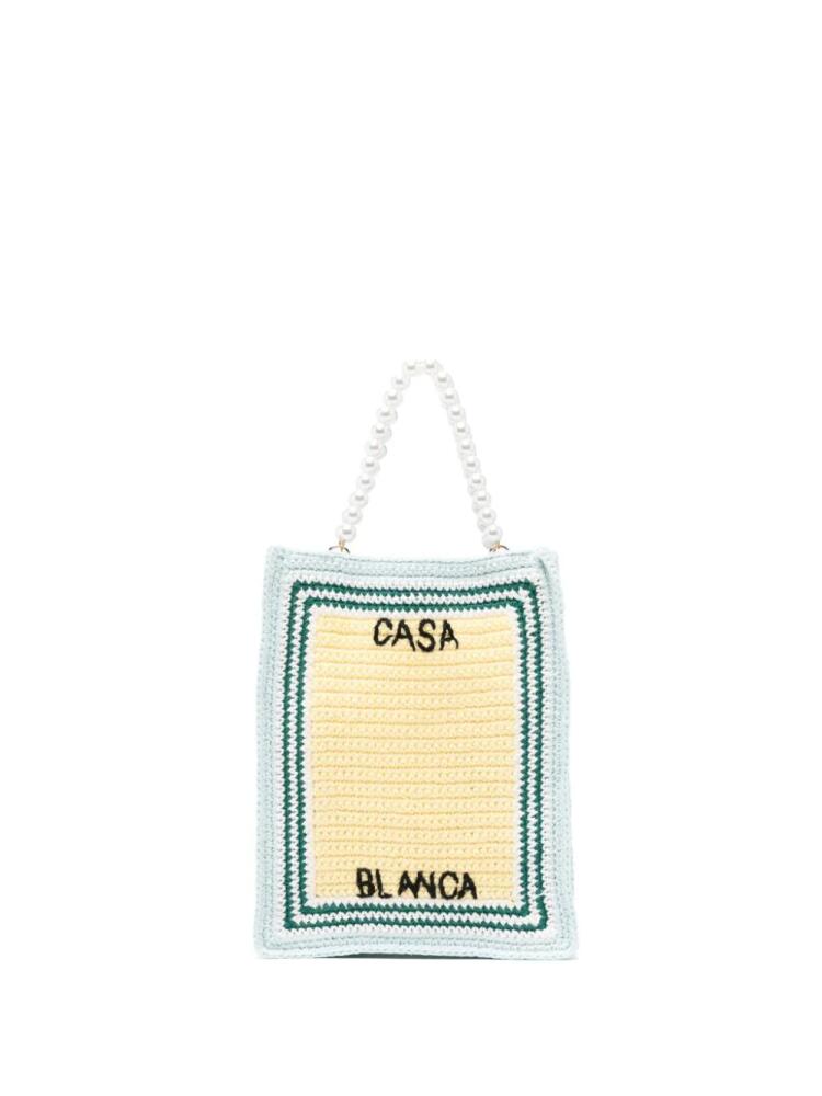 Casablanca logo-embroidered crochet tote bag - Yellow Cover