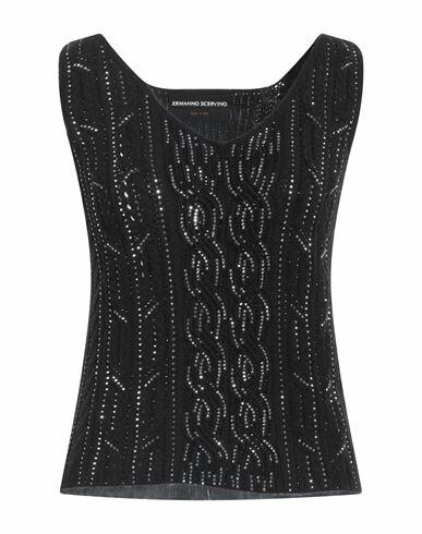 Ermanno Scervino Woman Sweater Black Acrylic, Virgin Wool, Glass Cover