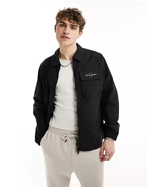 Fred Perry ripstop overshirt in black Cover