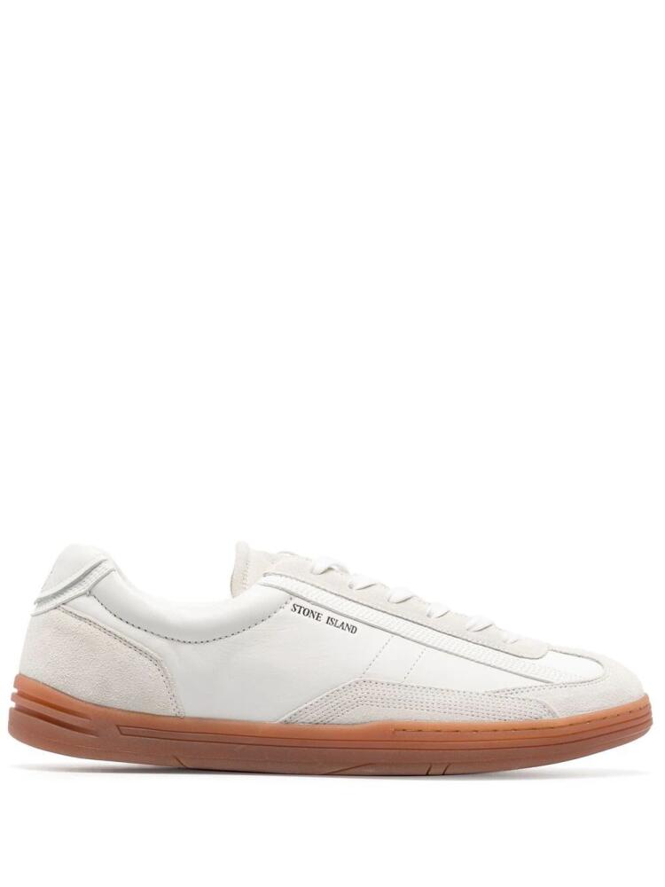 Stone Island suede-trimmed low-top sneakers - White Cover