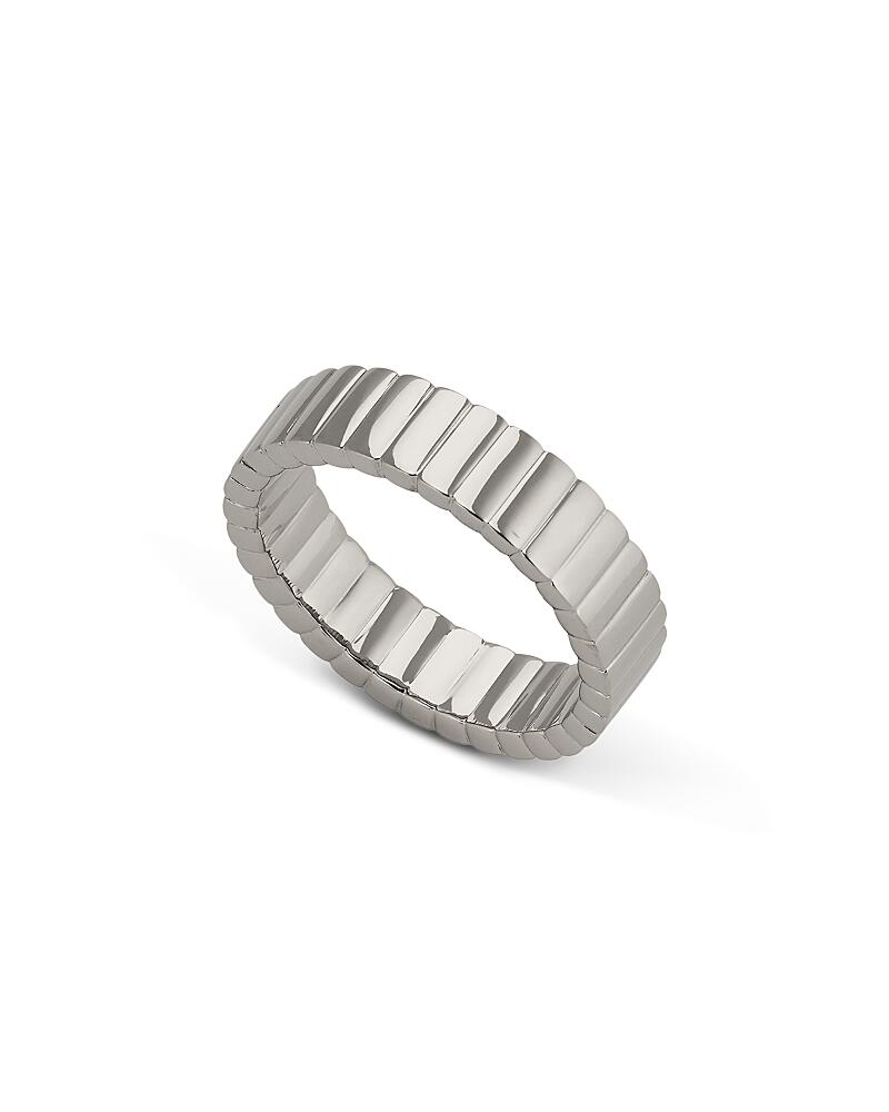 Nadri Sunlight Ribbed Band Ring in Rhodium Plated Cover