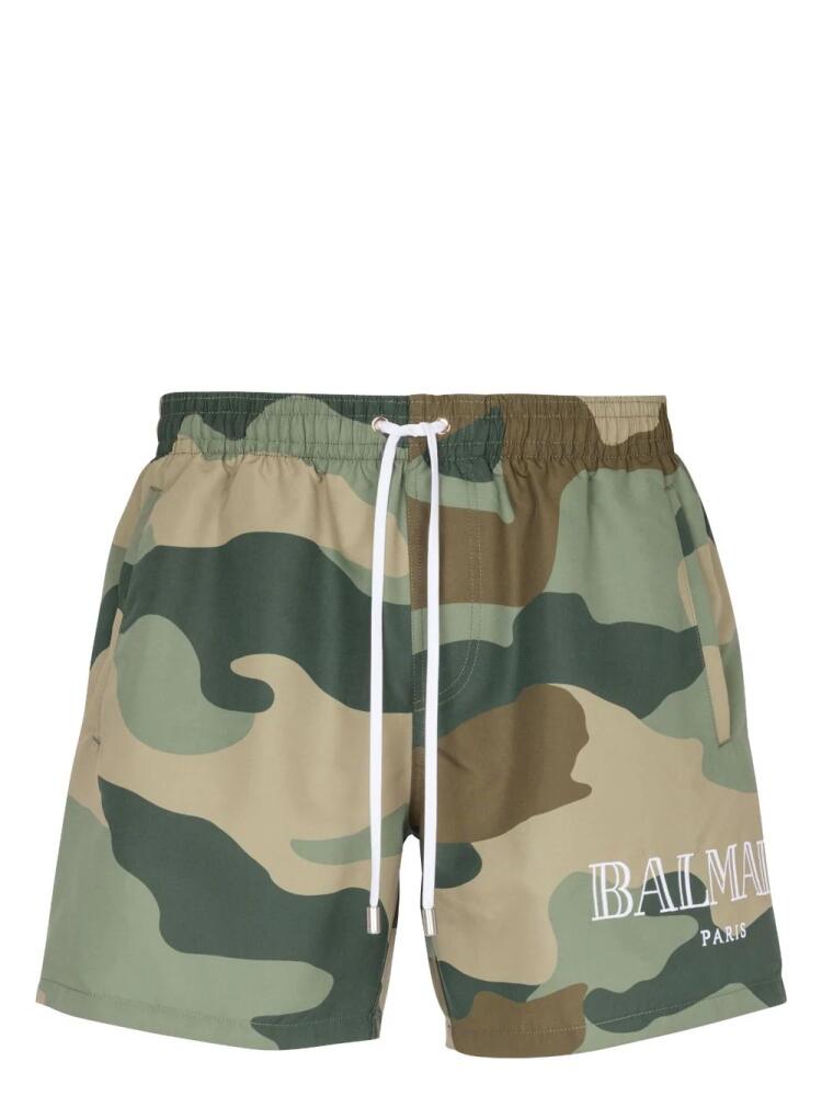 Balmain camouflage-print swim shorts - Brown Cover