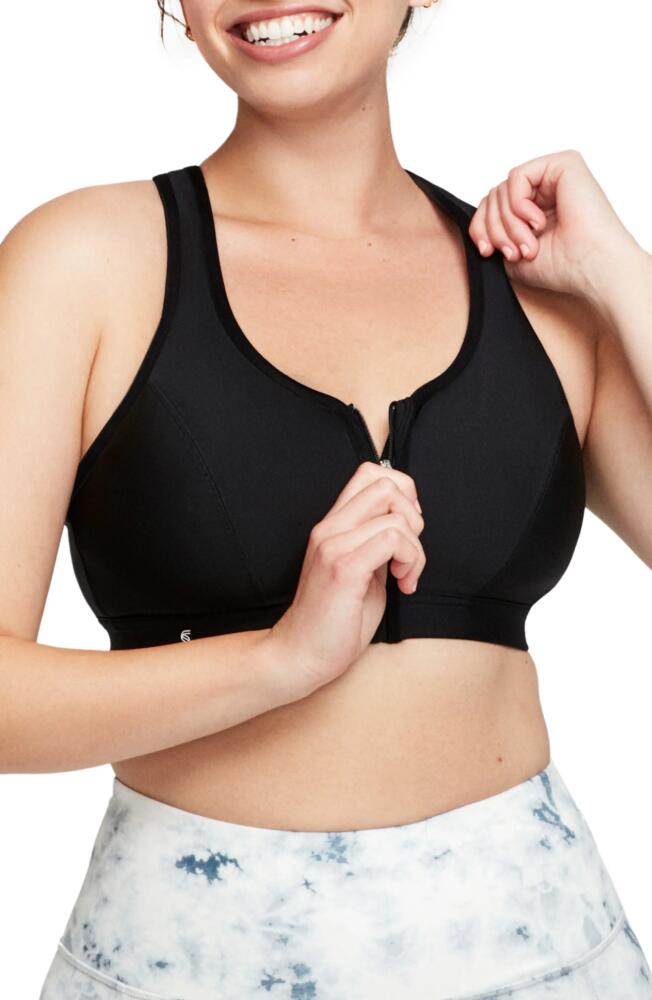 Glamorise Full Figure Zip-Up Sports Bra in Black Cover