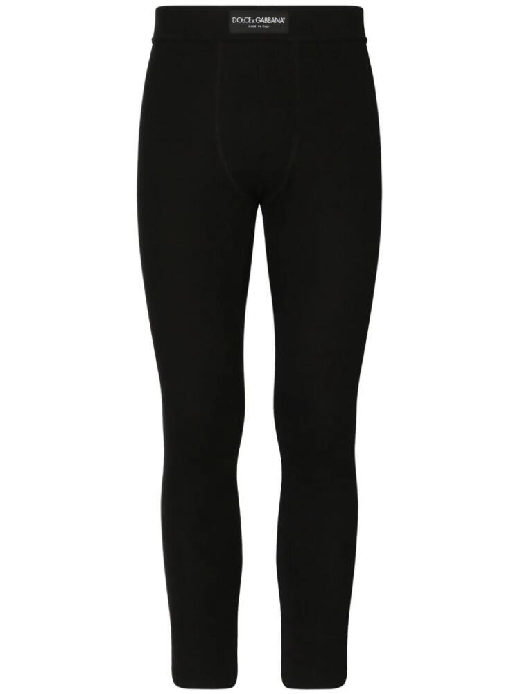 Dolce & Gabbana logo-patch cotton leggings - Black Cover