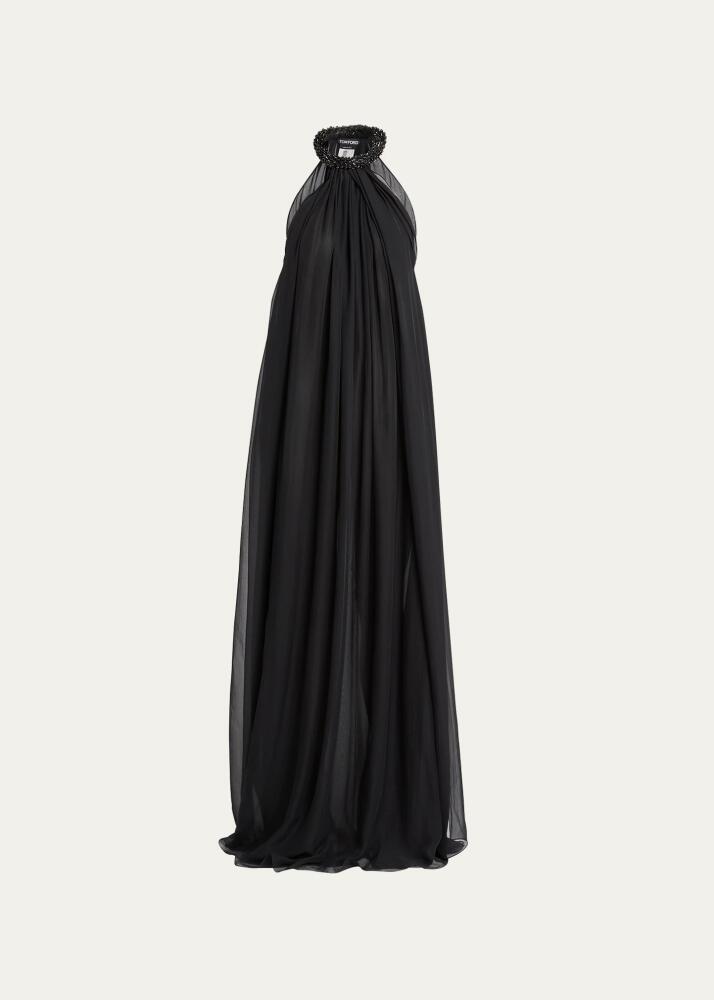 TOM FORD Embellished Halterneck Chiffon Gown Cover