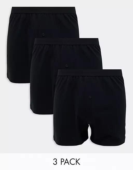 ASOS DESIGN 3 pack jersey boxers in black Cover