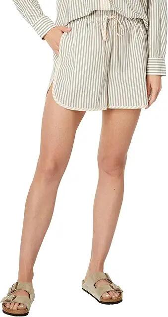 Madewell Crinkle Cotton Dolphin-Hem Shorts (Beige) Women's Shorts Cover