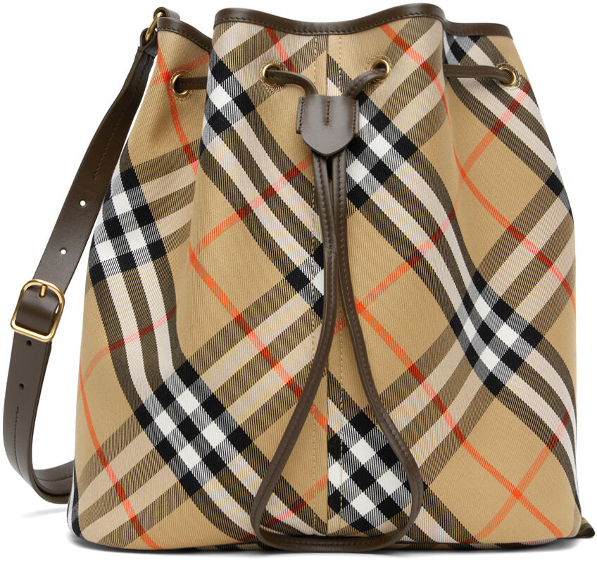 Burberry Beige Jacquard Check Drawstring Bucket Bag Cover