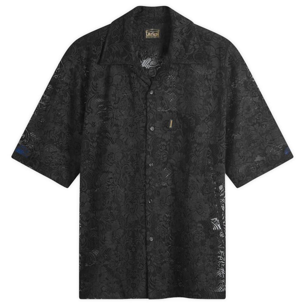 Aries Men's Hawaiian Lace Vacation Shirt in Black Cover