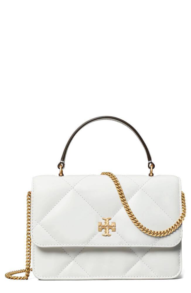 Tory Burch Mini Kira Diamond Quilted Leather Top Handle Bag in Blanc Cover