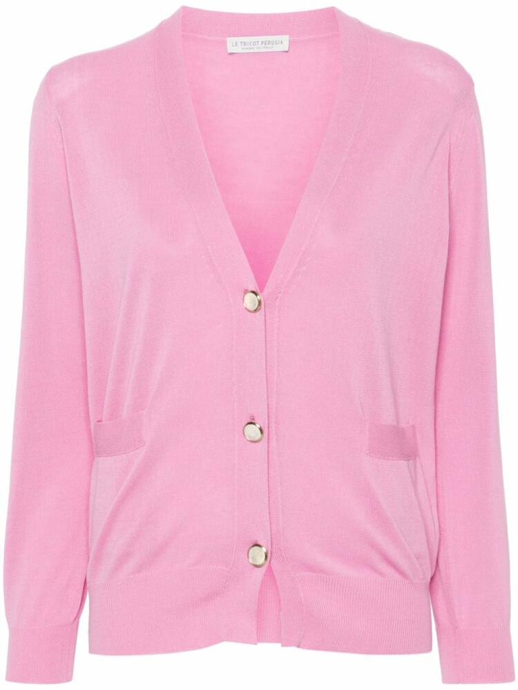 Le Tricot Perugia button-up cotton cardigan - Pink Cover