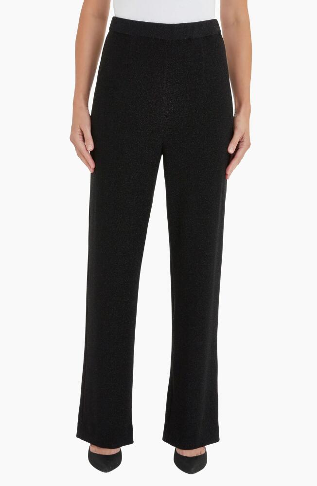 Misook Sparkle Pull-On Wide Leg Woven Pants in Black Cover