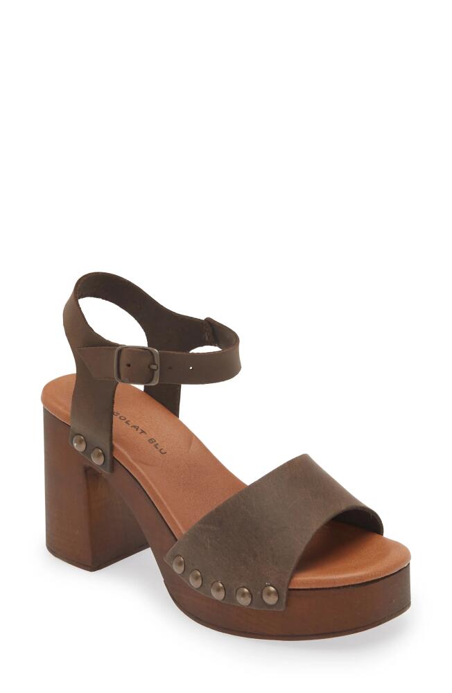 Chocolat Blu Holand Ankle Strap Platform Sandal in Crazy Horse Leather Cover