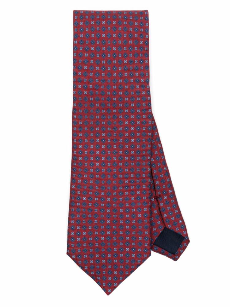 Corneliani floral-jacquard silk tie - Red Cover