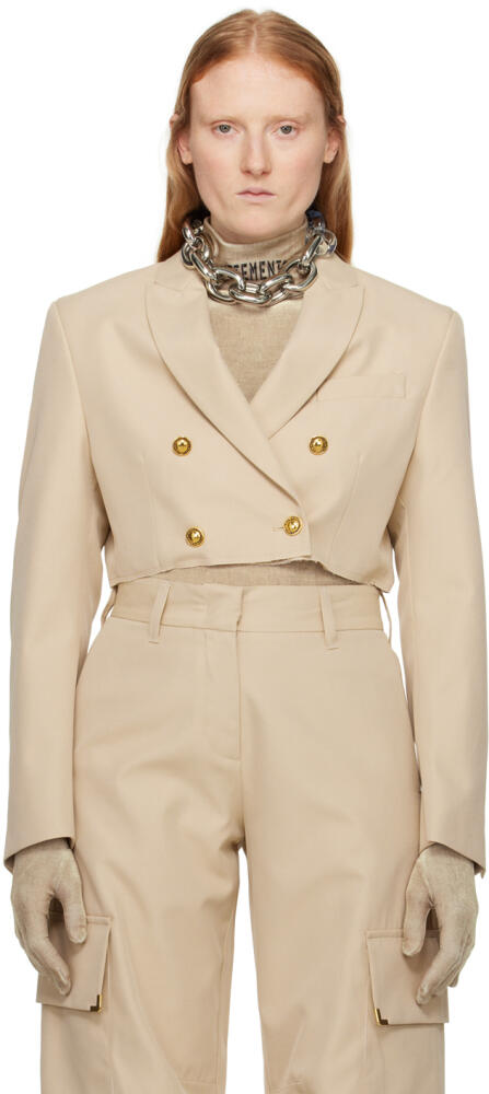 Palm Angels Beige Cropped Blazer Cover