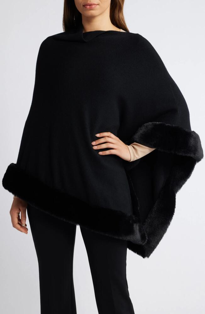 Anne Klein Faux Fur Trim Poncho in Anne Black Cover