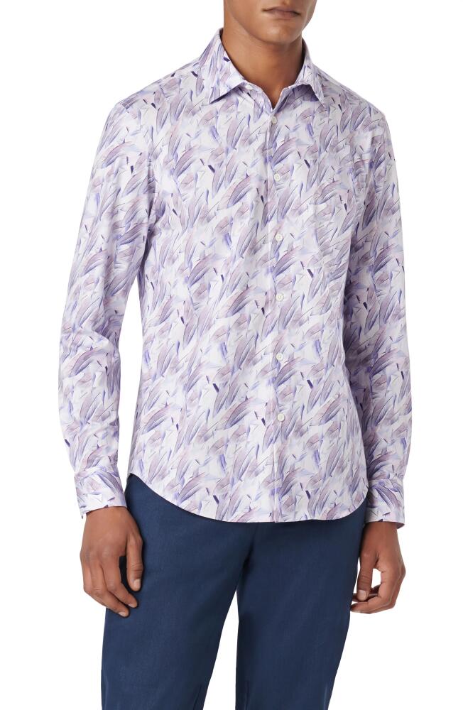 Bugatchi James OoohCotton® Feather Print Button-Up Shirt in Pink Cover