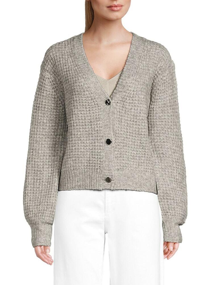 Joe's Jeans Women's Waffle Knit Cropped Cardigan - Heather Grey Cover