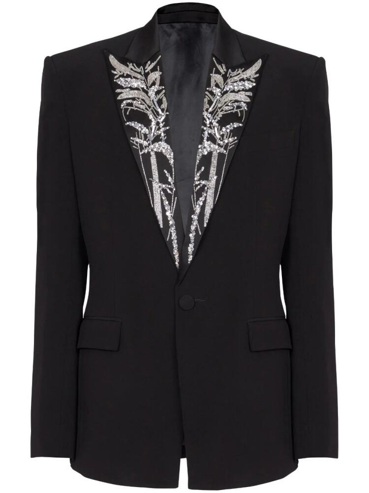 Balmain Bamboo-embroidered single-breasted blazer - Black Cover