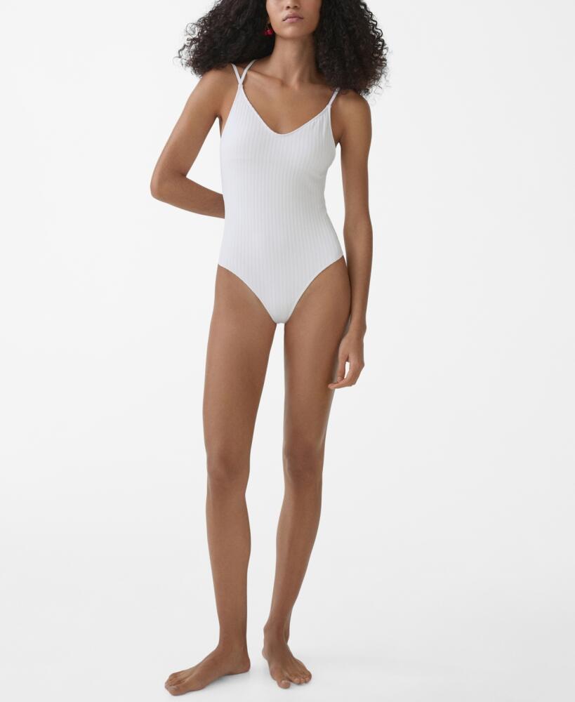 Mango Women's V-Neck Swimsuit - White Cover