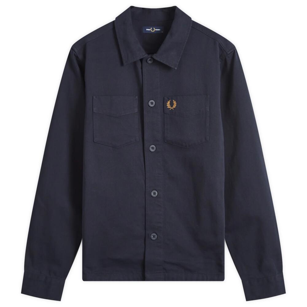 Fred Perry Men's Twill Overshirt in Navy Cover