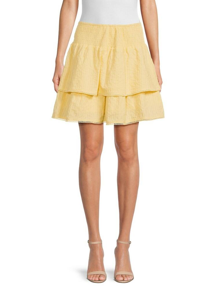 Lost + Wander Women's Picking Daisies Smocked Mini Skirt - Butter Yellow Cover