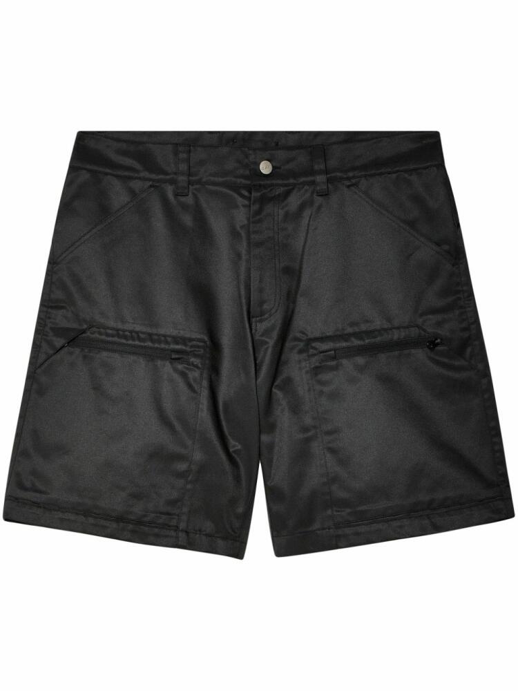 Olly Shinder logo-print satin shorts - Black Cover