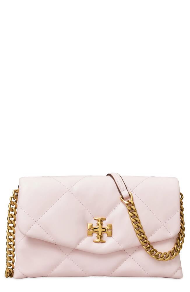 Tory Burch Kira Diamond Quilted Leather Wallet on a Chain in Rose Salt Cover