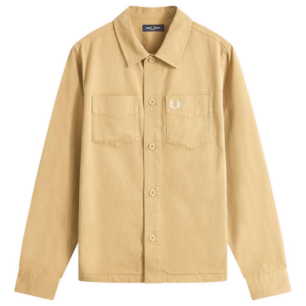 Fred Perry Men's Twill Overshirt in Warm Stone Cover