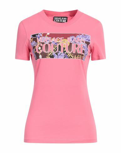 Versace Jeans Couture Woman T-shirt Pink Cotton, Elastane Cover