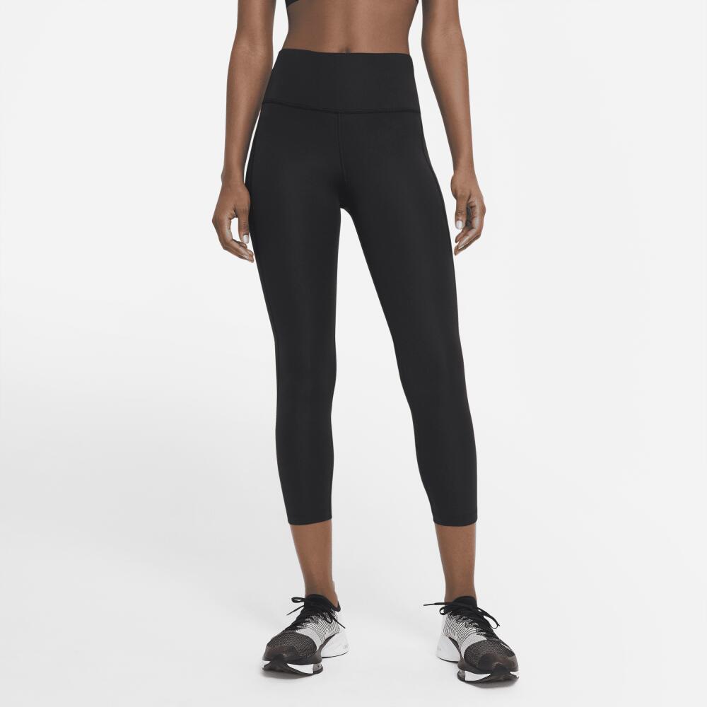 Nike Women's Fast Mid-Rise Crop Running Leggings in Black Cover