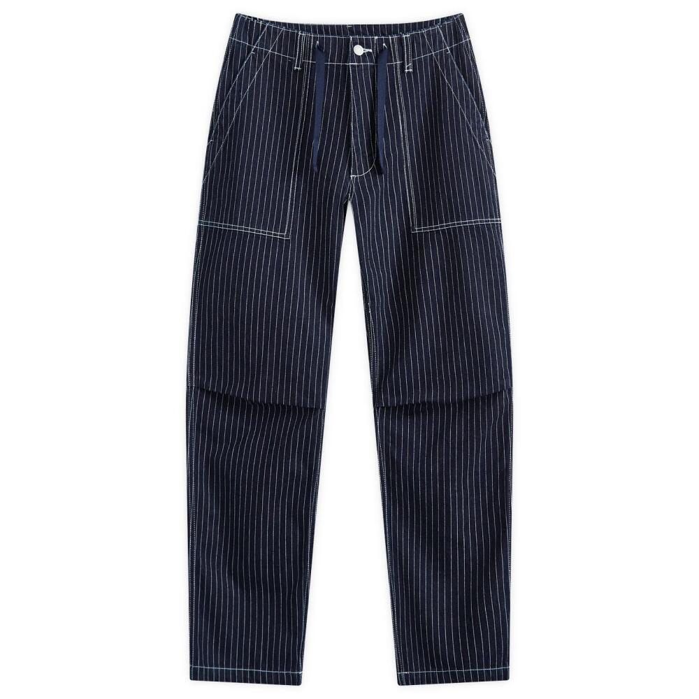 Uniform Bridge Men's Stripe Denim Fatigue Pants in Blue Cover