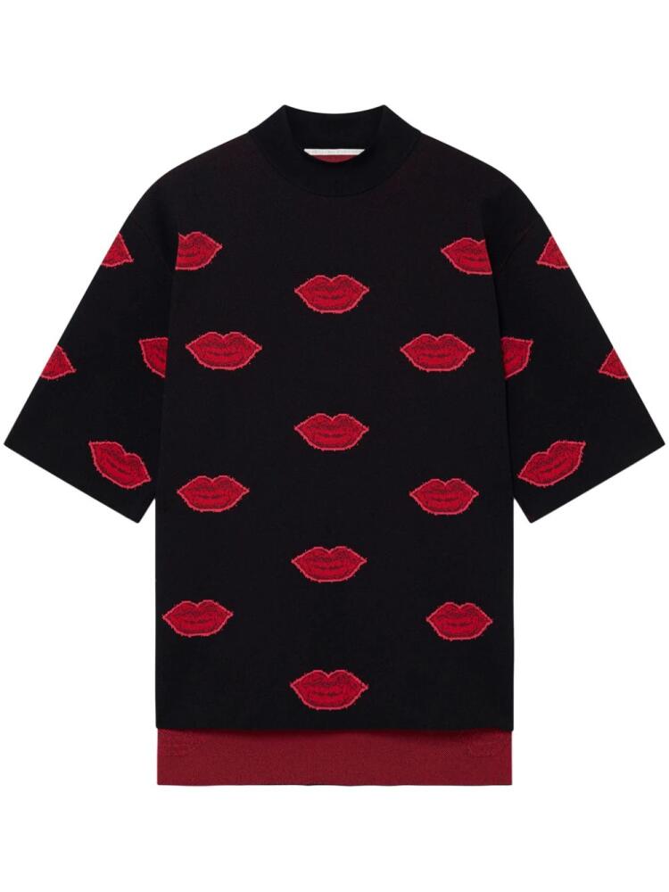 Stella McCartney lips-print knit midi dress - Black Cover