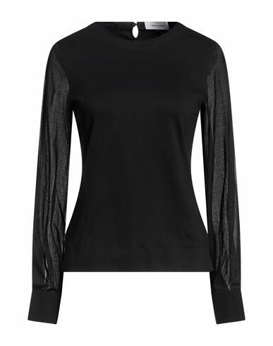 Gran Sasso Woman T-shirt Black Cotton, Elastane, Silk Cover