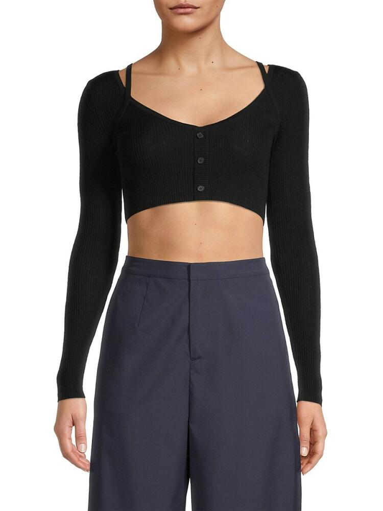 Jason Wu Women's Merino Wool Crop Top - Black Cover