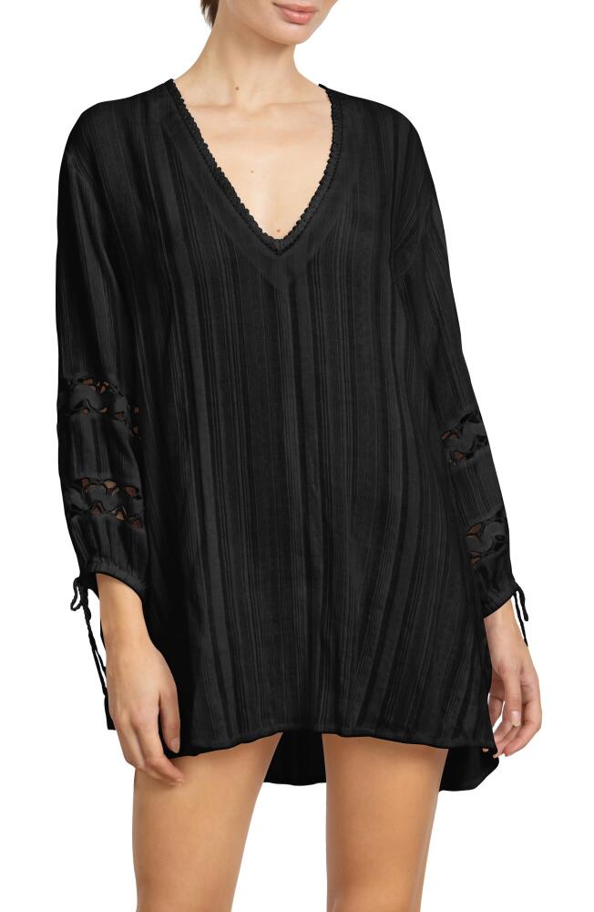 Robin Piccone Jo Long Sleeve Cover-Up Tunic in Black Cover